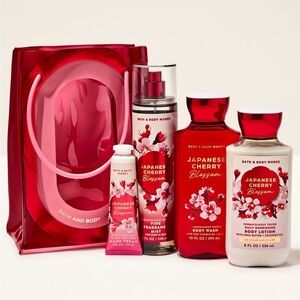 Bath & Body Works Japanese Cherry Blossom Body Wash & Lotion Gift Set - Red